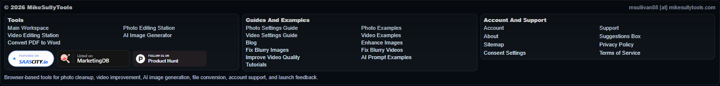 Current footer guide links for AI prompt examples and related guide pages