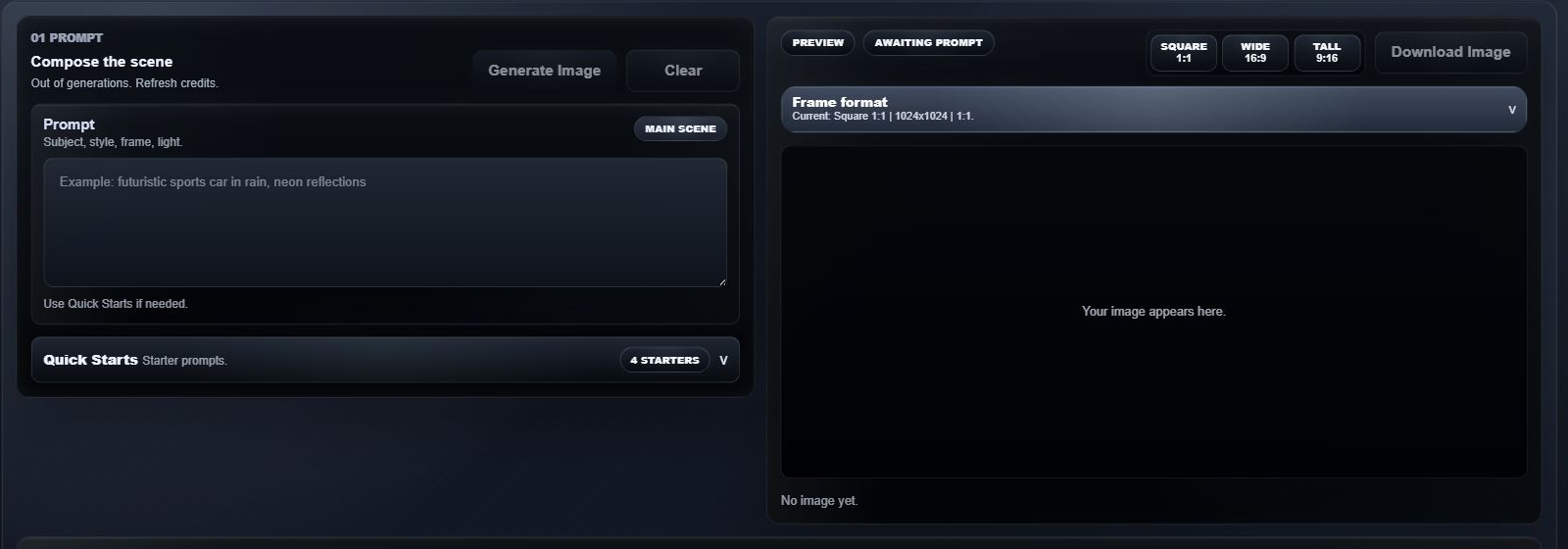 Generator preview and download review flow.