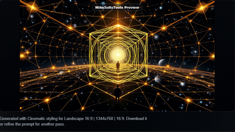 Current AI Image Generator generated preview image with MikeSullyTools Preview label