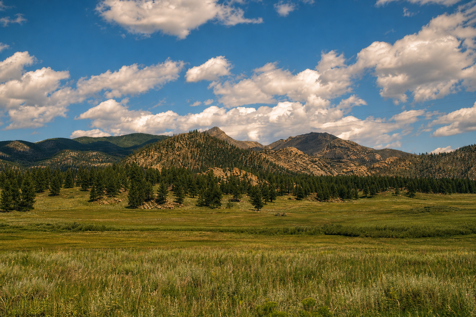 Completed AI Studio V2 Pro reference edit result showing a restored mountain meadow landscape with richer color, clearer sky, and sharper detail