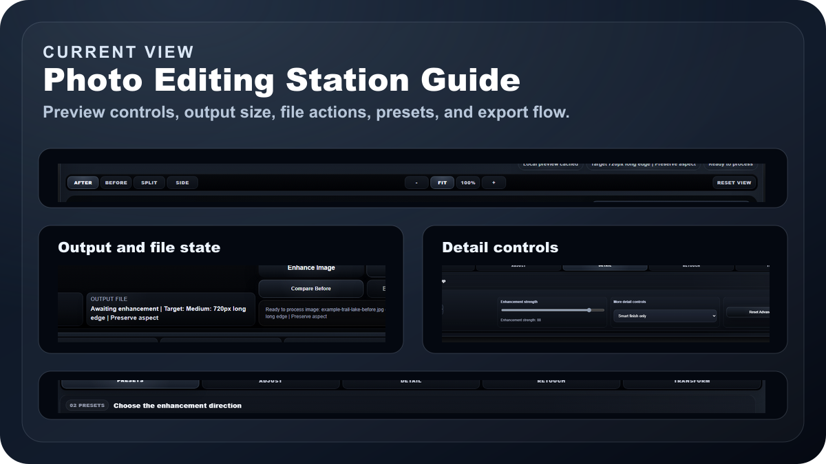 Current view preview for the Photo Editing Station Guide