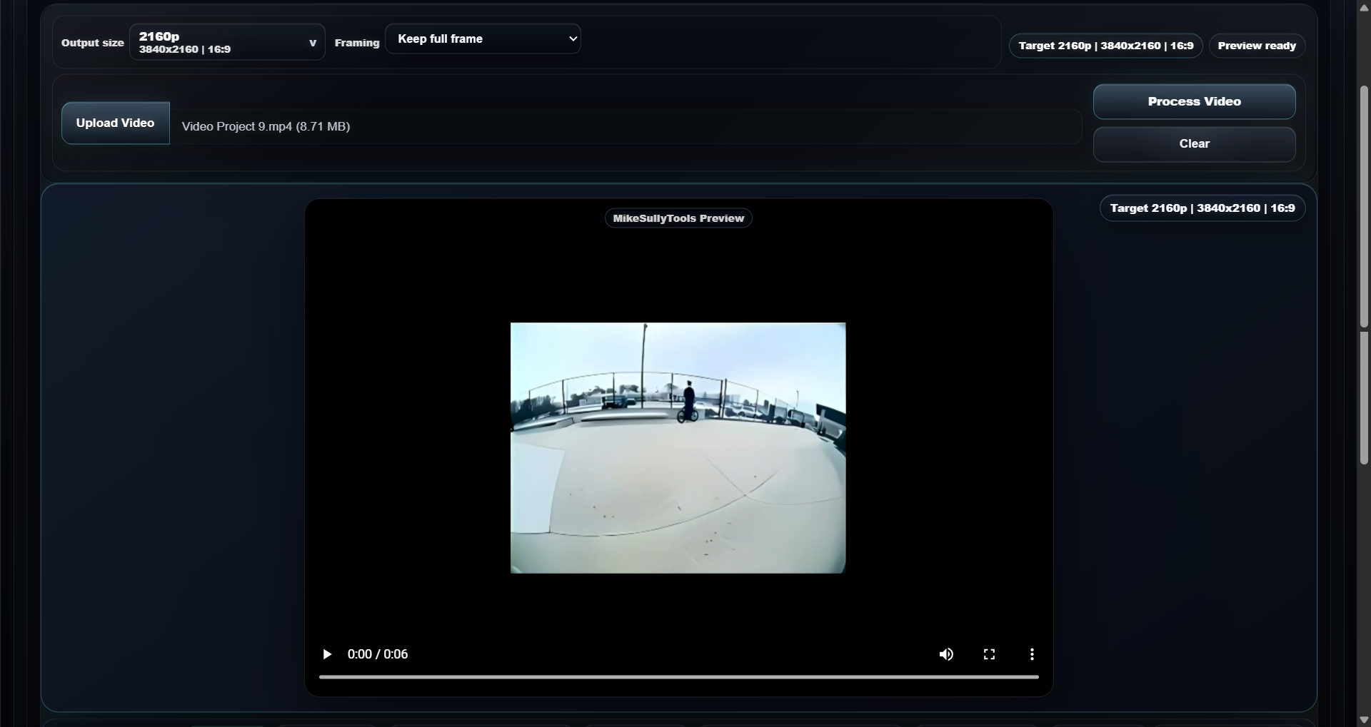 AI Video Studio framing control using Keep full frame