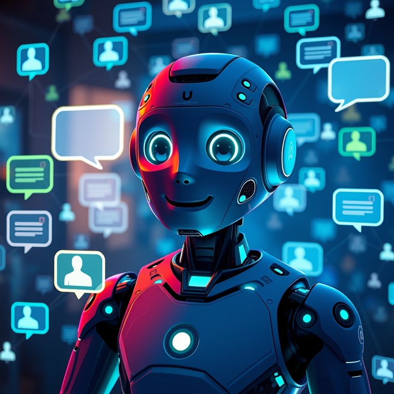 Feedback agent surrounded by community message bubbles